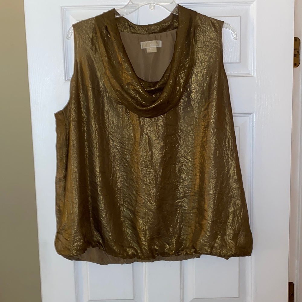 Michael Kors Plus Size 3X Gold Sleeveless Cowl Neck Blouse